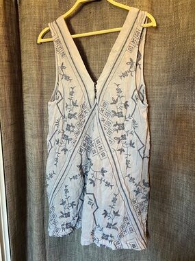 Free People Intimately Embroidered V-Neck Mini Dress in Light Blue